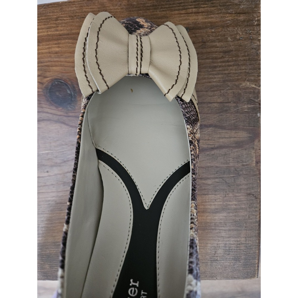 Naturalizer Flats 8W Brown Snakeskin Look Leather Decade Bow N5 Comfort Neutral - Picture 9 of 16